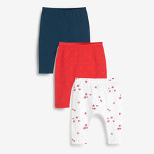 Load image into Gallery viewer, Red/Navy/White 3 Pack Strawberry Leggings (0mths-6mths) - Allsport