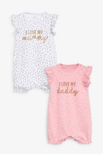 Load image into Gallery viewer, Pink 2 Pack Leopard Mum & Dad Romper ( up to 18 months) - Allsport