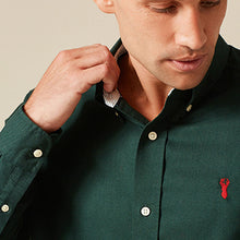 Load image into Gallery viewer, Dark Green With Stag Long Sleeve Oxford Shirt