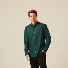 Load image into Gallery viewer, Dark Green With Stag Long Sleeve Oxford Shirt