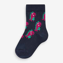 Load image into Gallery viewer, 7 Pack Black Dino Cotton Rich Socks (Younger Boys)