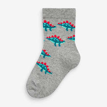 Load image into Gallery viewer, 7 Pack Black Dino Cotton Rich Socks (Younger Boys)