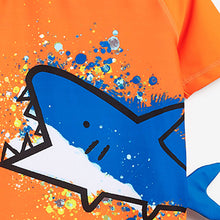 Load image into Gallery viewer, Orange Shark 2 Piece Rash Vest And Shorts Set (3mths-5yrs)