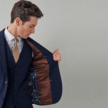 Load image into Gallery viewer, Navy Slim Fit Motion Flex Check Suit: Jacket