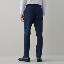 Load image into Gallery viewer, Navy Blue Slim Fit Motion Flex Check Suit: Trousers