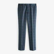 Load image into Gallery viewer, Blue Textured Check Slim Fit Suit: Trousers