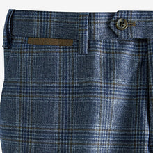 Load image into Gallery viewer, Blue Textured Check Slim Fit Suit: Trousers