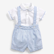 Load image into Gallery viewer, Blue Baby 3 Piece Smart Shirt, Shorts and Socks Set (0mths-18mths)