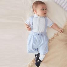 Load image into Gallery viewer, Blue Baby 3 Piece Smart Shirt, Shorts and Socks Set (0mths-18mths)