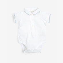 Load image into Gallery viewer, White 2 Pack Baby Poloshirt Bodysuits (0mth-18mths)