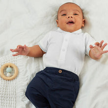 Load image into Gallery viewer, White 2 Pack Baby Poloshirt Bodysuits (0mth-18mths)