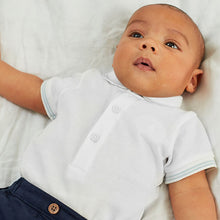 Load image into Gallery viewer, White 2 Pack Baby Poloshirt Bodysuits (0mth-18mths)
