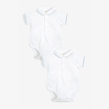 Load image into Gallery viewer, White 2 Pack Baby Poloshirt Bodysuits (0mth-18mths)