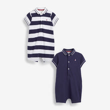 Load image into Gallery viewer, Navy Baby 2 Pack Rompers (0mths-18mths)
