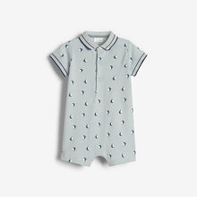 Load image into Gallery viewer, White/Blue Baby 2 Pack Rompers (0mths-18mths)