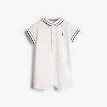 Load image into Gallery viewer, White/Blue Baby 2 Pack Rompers (0mths-18mths)