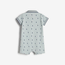 Load image into Gallery viewer, White/Blue Baby 2 Pack Rompers (0mths-18mths)