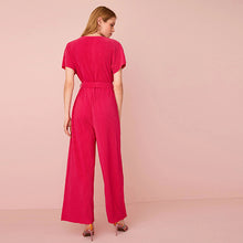 Load image into Gallery viewer, Brght Pink Plissé Jumpsuit