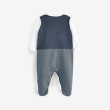 Load image into Gallery viewer, Navy Blue Waistcoat Smart Single Sleepsuit (0-18mths)