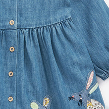 Load image into Gallery viewer, Denim Bunny Appliqué Dress And Leggings Set (3mths-6yrs)