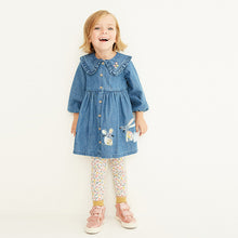 Load image into Gallery viewer, Denim Bunny Appliqué Dress And Leggings Set (3mths-6yrs)