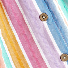 Load image into Gallery viewer, Rainbow Stripe Frill Sleeve Cotton Dress (3mths-6yrs)