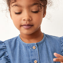 Load image into Gallery viewer, Blue Denim Frill Sleeve Cotton Dress (3mths-6yrs)