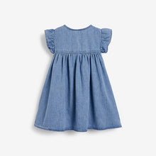 Load image into Gallery viewer, Blue Denim Frill Sleeve Cotton Dress (3mths-6yrs)