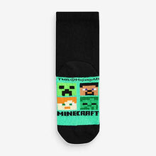 Load image into Gallery viewer, Minecraft Black 5 Pack Cotton Rich Socks (Older Boys)