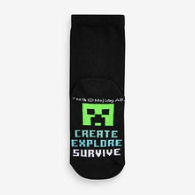 Load image into Gallery viewer, Minecraft Black 5 Pack Cotton Rich Socks (Older Boys)