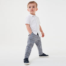 Load image into Gallery viewer, Blue Pull-On Check Trousers (3mths-5yrs)