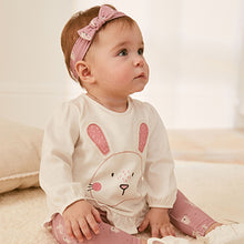 Load image into Gallery viewer, Pink Baby 3 Piece Bunny Set With Headband (0-18mths)