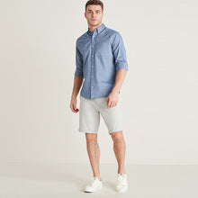 Load image into Gallery viewer, Grey Straight Fit Belted Chino Shorts With Stretch