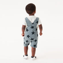 Load image into Gallery viewer, Blue Star Short Dungarees And T-Shirt Set (3mths-5yrs)