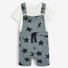Load image into Gallery viewer, Blue Star Short Dungarees And T-Shirt Set (3mths-5yrs)