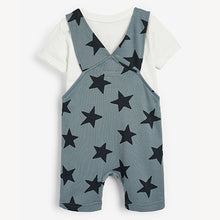 Load image into Gallery viewer, Blue Star Short Dungarees And T-Shirt Set (3mths-5yrs)
