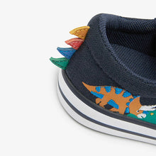 Load image into Gallery viewer, Navy Dino Strap Touch Fastening Shoes (Younger Boys)