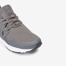 Load image into Gallery viewer, Grey Mesh Elastic Lace Trainers (Older Boys)