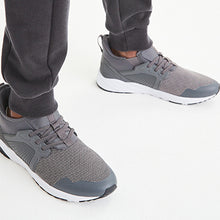 Load image into Gallery viewer, Grey Mesh Elastic Lace Trainers (Older Boys)