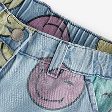 Load image into Gallery viewer, Smiley World Licence Print Mom Denim Shorts (3-12yrs)