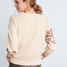Load image into Gallery viewer, Ecru Cream Animal Print Long Sleeve Cosy Lightweight Jumper