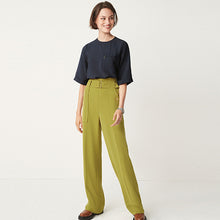 Load image into Gallery viewer, Olive Green Twill Cargo Wide Leg Trousers