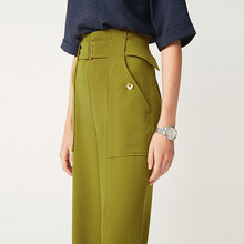 Load image into Gallery viewer, Olive Green Twill Cargo Wide Leg Trousers