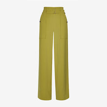 Load image into Gallery viewer, Olive Green Twill Cargo Wide Leg Trousers