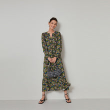 Load image into Gallery viewer, Multi Daisy Long Sleeve V-Neck Dress