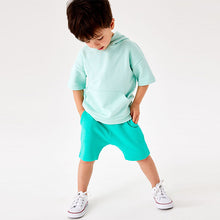 Load image into Gallery viewer, Mint Green Tonal Short Sleeve Hoodie And Shorts Set (3mths-5yrs)