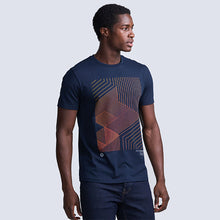 Load image into Gallery viewer, Navy Blue Linear Print T-Shirt
