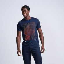 Load image into Gallery viewer, Navy Blue Linear Print T-Shirt