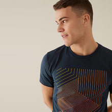 Load image into Gallery viewer, Navy Blue Linear Print T-Shirt