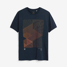 Load image into Gallery viewer, Navy Blue Linear Print T-Shirt
